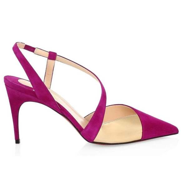 Christian Louboutin Platina 85 Pink Richelieu Cross Strap Sandal Heel Pump 40 - Picture 3 of 12